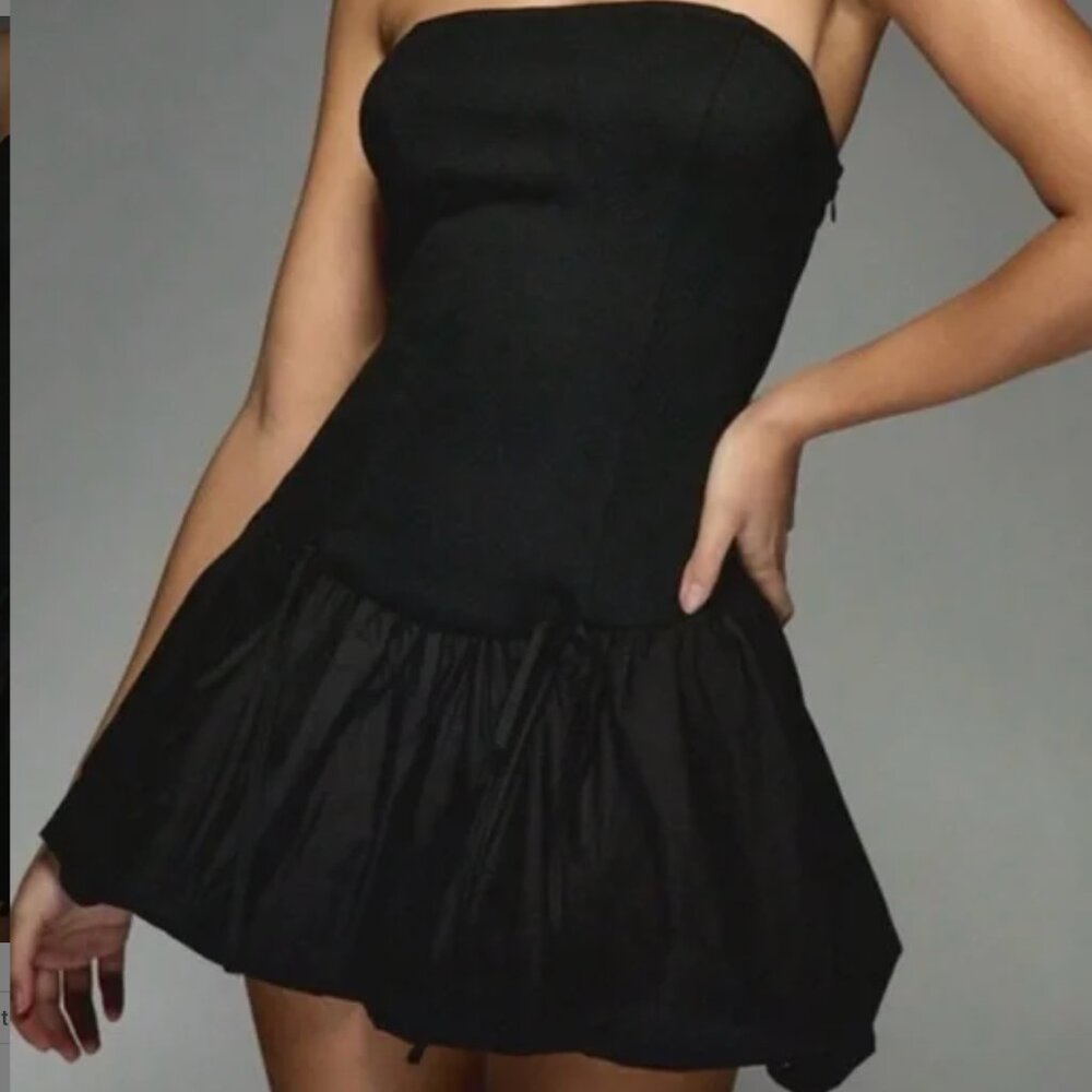 Strapless Mini Dress Bubble Hem GLG Balloon NWT Black Dress • Size Large